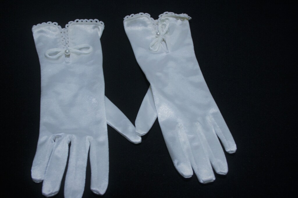 Guanti Corti In Raso Da Donna, Elastici Con Perla, Per Sposa, Matrimoni E Feste, 22,5 Cm, Bianco/Rosa/Champagne