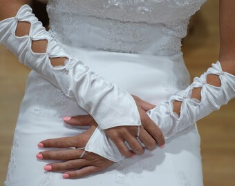 Women Wedding gloves satin bridal Evening party, Gloves Wedding, Beach Party Gloves,Accessory, Wedding Lace Accessories, Lace Glove Bridal