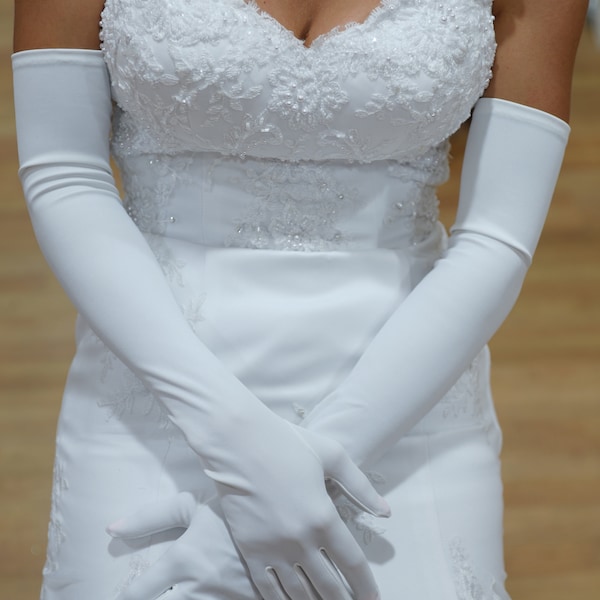 Matte Bridal Gloves: Women's Wedding Evening Gloves (50cm)