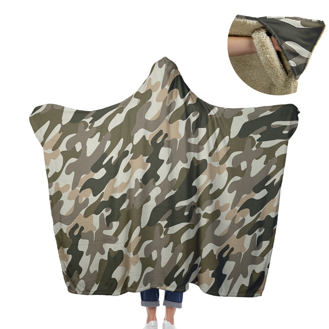 Camouflage Hoodie Blanket Army Hooded Blanket Camo Blankets Etsy