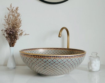 Thai Benjarong / Ceramic sink / bathroom sink / countertop basin / hand painted / hand made / gold paint ( 12% of gold )