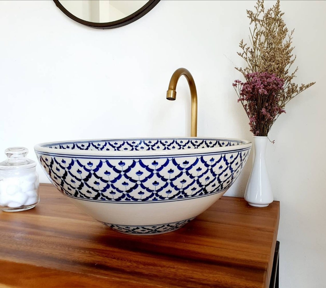 Ceramic Sink / Bathroom Sink / Countertop Basin / Hand Painted Etsy UK