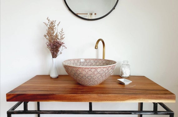 Ceramic Sink With Japanese Pattern Bathroom Sink Countertop