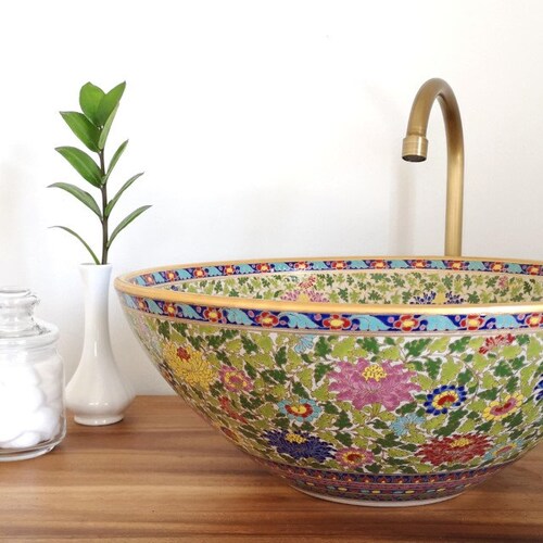 Bathroom Sink Painted Ceramic Rispa