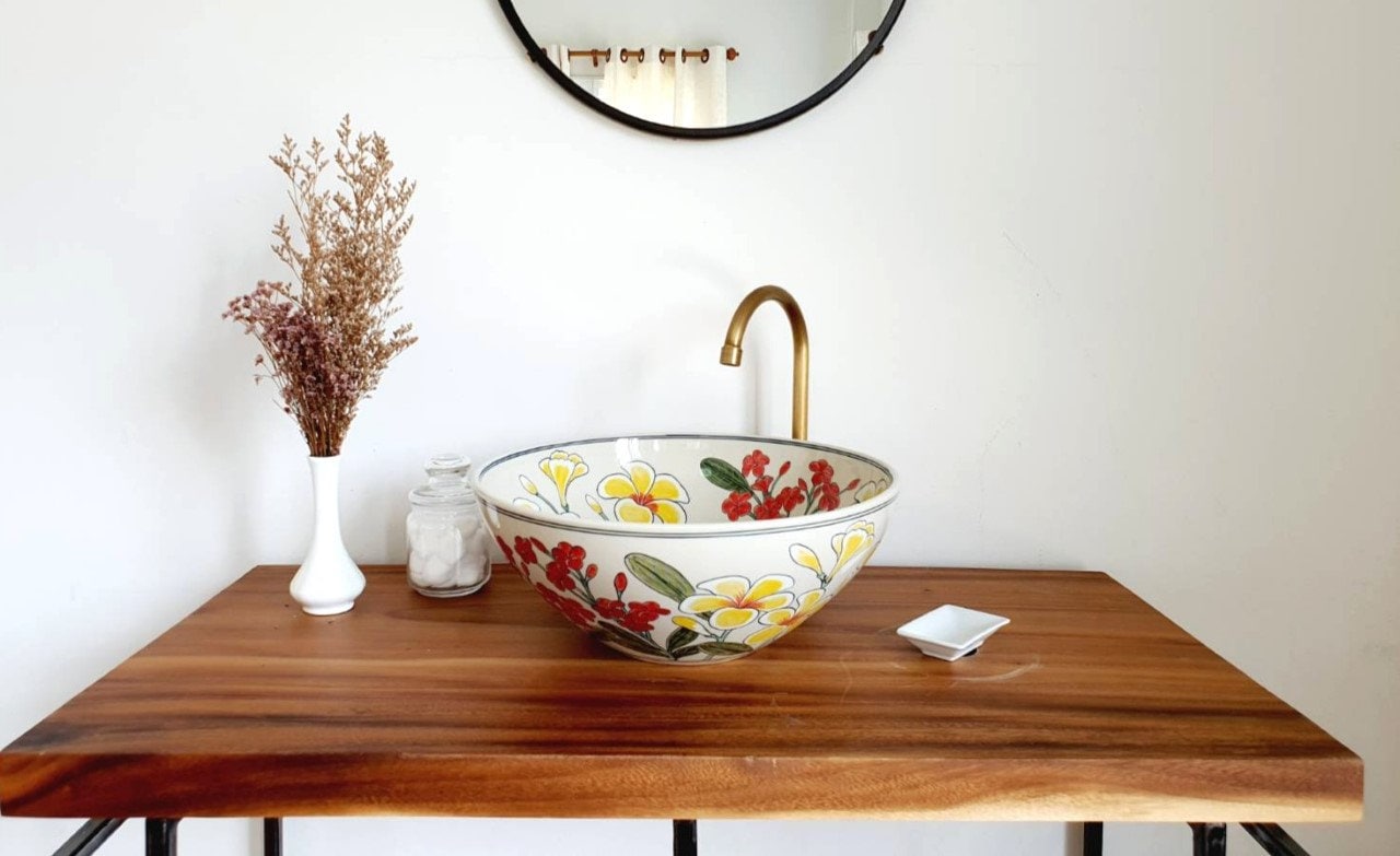 Ceramic Sink / Floral Representation / Bathroom Sink / Etsy UK