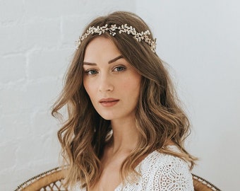 Gaia gold bridal hair vine by Aria