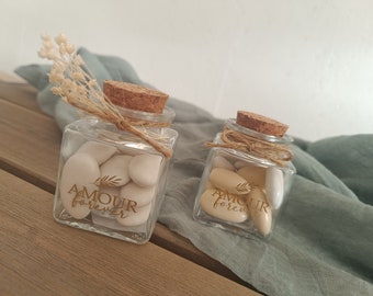Personalized glass candy jar guest gift - dried flowers - pampas - treats