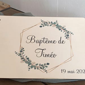 Livre d'or bois personnalisé impression couleurs mariage bapteme anniversaire retraite