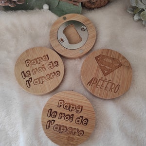 Personalized magnetic wooden bottle opener - personalized gift - wood engraving dad grandpa godfather