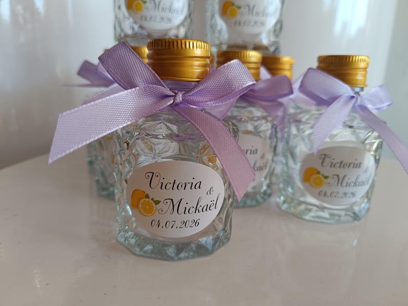 Bottle of liqueur - limoncello - rum - wedding/christening/birthday favor image 17
