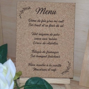 Cork - wood wedding menu