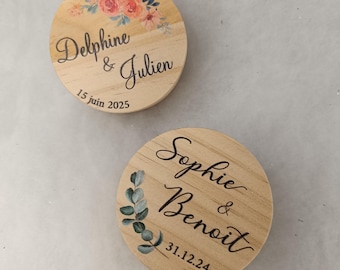 Personalized wedding ring box in colors (countryside nature boho wedding) in wood