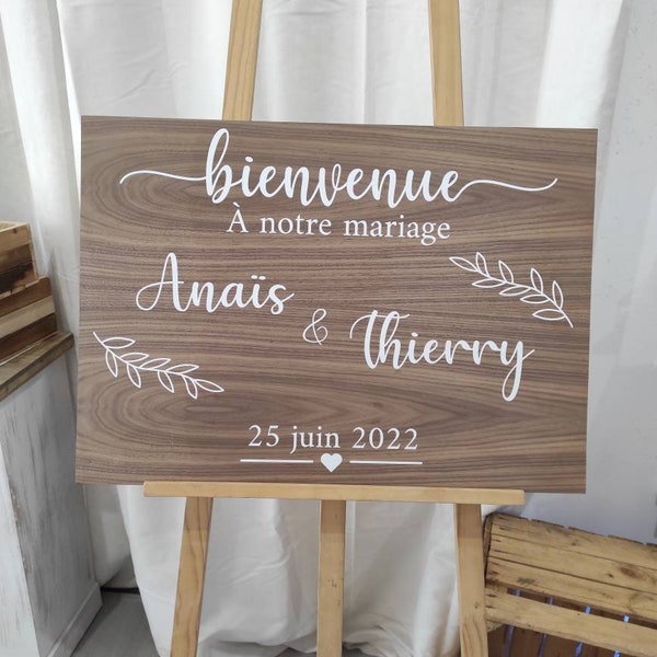 Wooden welcome sign. Marriage. Baptism. Birthday