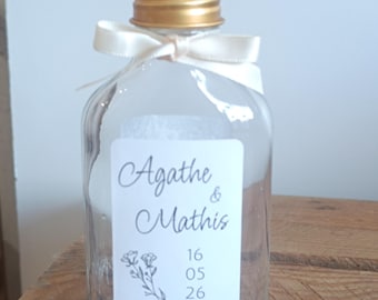 Glass flask for rum, liqueur, limoncello, wedding/christening/birthday party favors