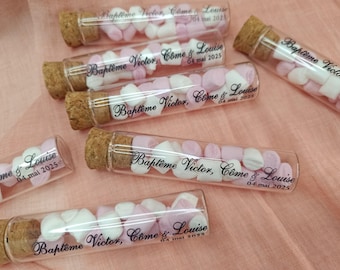 wedding guest gift, baptism. Personalized test tube