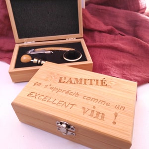 Kit sommelier bois personnalisable tire bouchon bouteille de vin personnalisable image 2