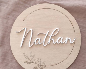 Round first name card - Birth - Baptism - Customizable