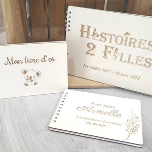 Livre d'or bois personnalisé gravure pour mariage bapteme et anniversaire image 9