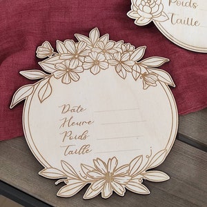 Cadeau naissance / baptême Carte informations Naissance enfant en bois - Bapteme - Anniversaire