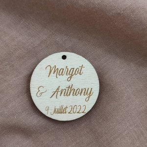 Etiqueta de madera boda - bautizo - cumpleaños