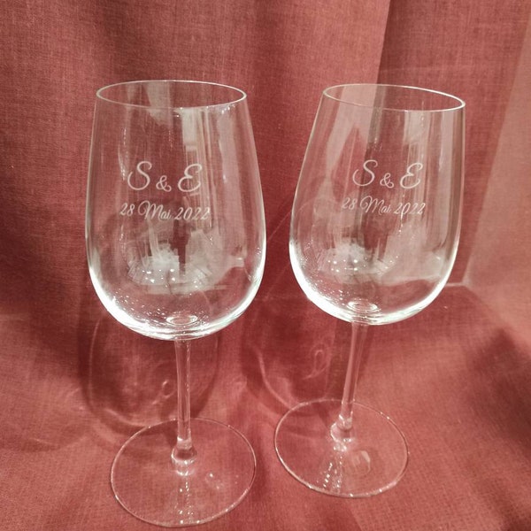 Verre a vin personnalisé - cadeau mariage anniversaire ou bapteme