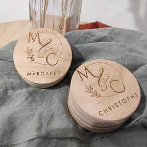 Personalized engraved wooden wedding ring box for wedding - round wooden box