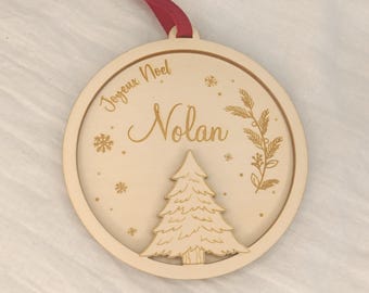 bola de árbol de Navidad de madera personalizada - decoración del árbol - mi primera Navidad