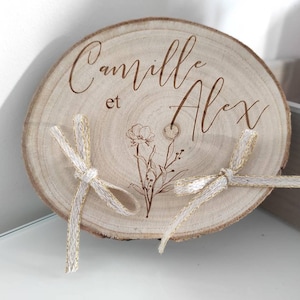 Wedding ring holder. Wedding ring box. Wooden log wedding ring cushion.
