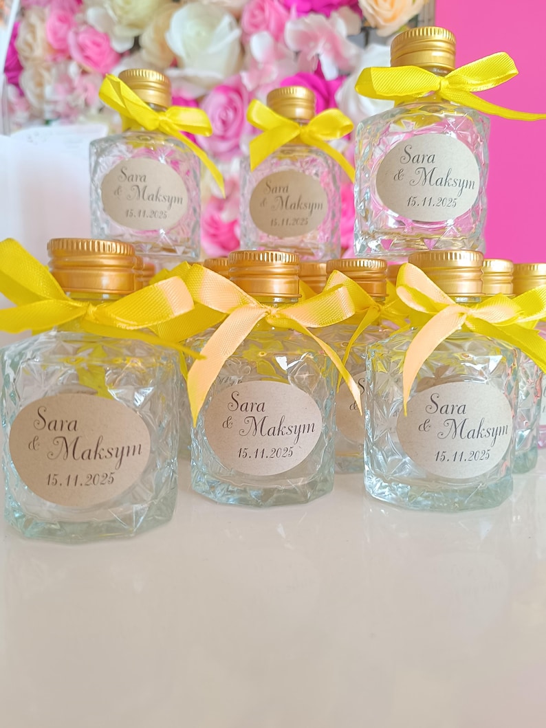 Bottle of liqueur - limoncello - rum - wedding/christening/birthday favor image 14