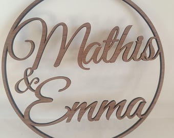 Personalized wooden circle with names