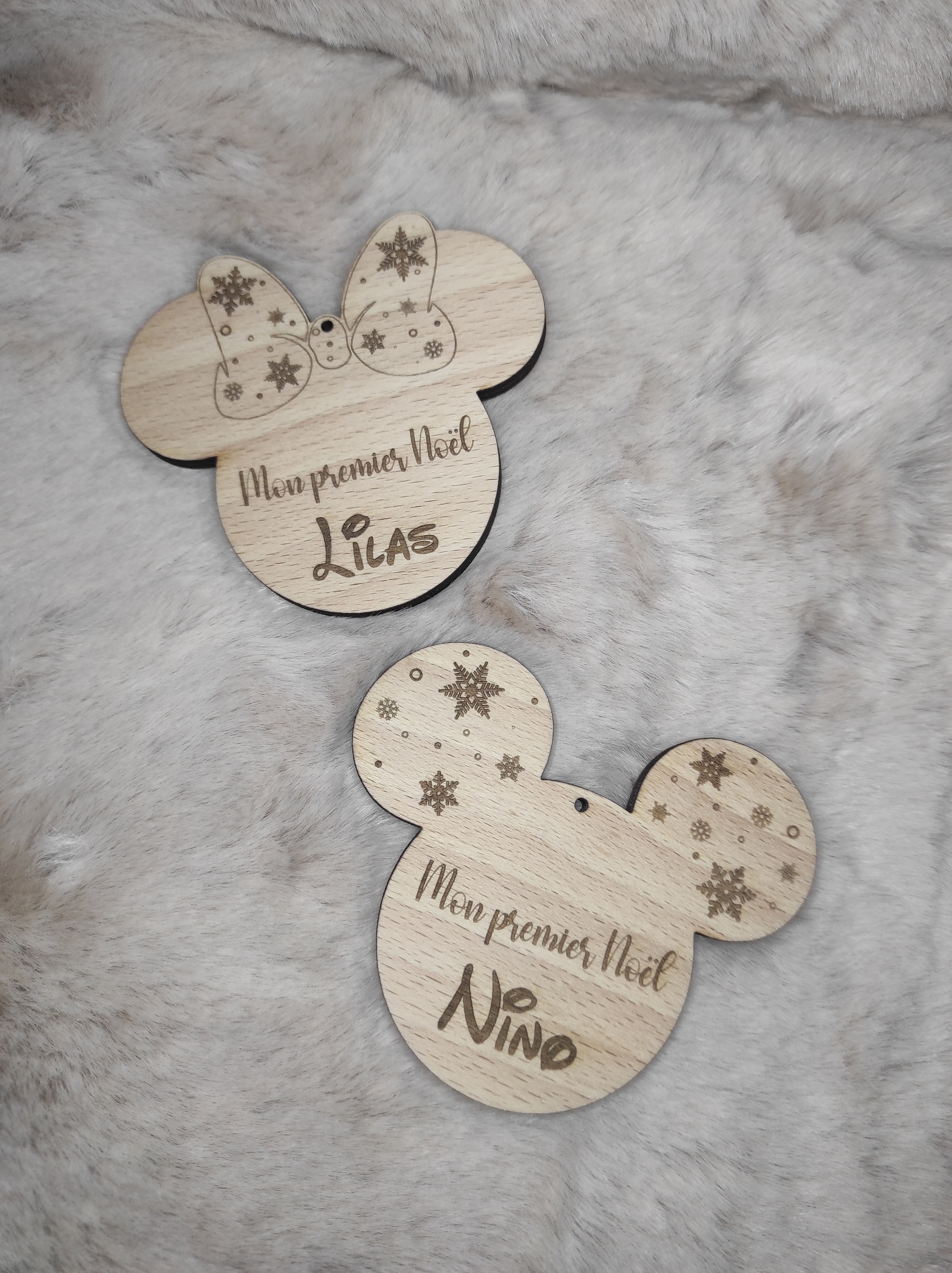 Mickey - Minnie en Bois Personnalisée