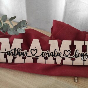 Palabras de madera con nombres - decoración de la habitación - mamá - abuela - papá - Familia
