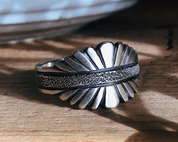 Textured Silver Radiant Ring | Southwestern Boho Ring