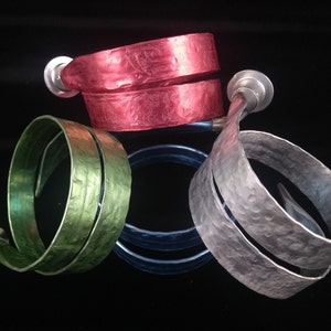 Vintage knitting needle bangle bracelet - adjustable - various sizes & colors