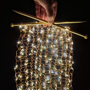 Handknitted fairy light twinkle &quot;scarf&quot; (wall art)