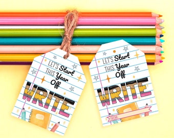 Back to School Printable Gift Tags for Classroom, First Day of School Pencil Tags, Teacher Gift For Students, School Supplies Tags, PDF, JPG
