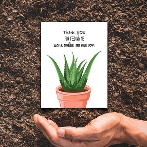 Carte de remerciement pour Plant mom avec dessin d'une plante d'aloe vera