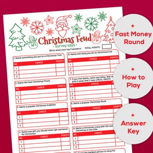 Christmas Family Feud Game, Christmas Feud Game, Christmas games for a group, Christmas Family Feud Printable,Holiday family feud