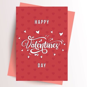 Red Happy Valentine's Day Cards Printable Heart - Etsy