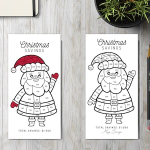 Santa Savings Challenge, Christmas Savings A6 Cash Envelops, 1K Savings Tracker, Christmas Budget, Christmas Savings Challenge Printable