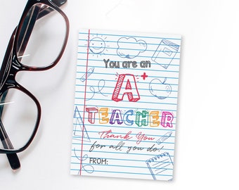 Teacher Appreciation Gift Tag Printable, A plus teacher tag, Thank you for all you do tags, Teacher Appreciation Week Printable