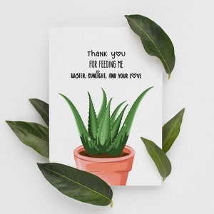 Tarjeta de mamá de planta, tarjeta de aloe vera, tarjeta de cumpleaños de mamá de planta, tarjeta de planta de aloe, tarjeta de amante de las plantas, cuidado de las plantas imprimible