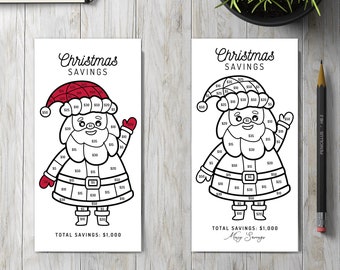 Weihnachtsmann Spar-Challenge, Weihnachtsersparnis A6 Bargeld Umschläge, 1K Ersparnis Tracker, Weihnachtsbudget, Weihnachtsspar-Challenge Printable