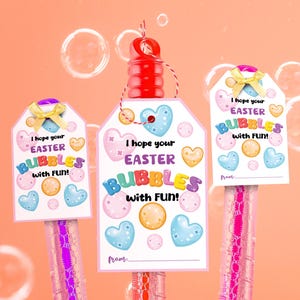 Easter Bubble Wand Tags, Printable Classmates Gift, Bubble Wand Labels, Easter School Favors, Non Candy Easter Gift