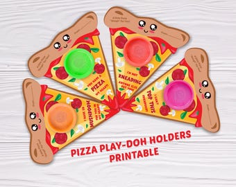 Pizza Play Dough Valentine Printable, Kids Party Favors (PDF)