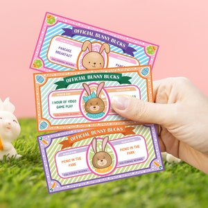 Easter Bunny Bucks Printable Coupons, Easter Egg Filler, Easter Coupons, Easter Bunny Money, Kids Easter Egg Hunt, Easter Basket Stuffer