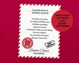 Santa Letter for Santa Cam, Printable Letter from Santa, Printable Santa Claus Letter