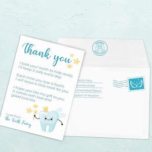 Lettre de fée des dents avec enveloppe, empreinte de la première dent, lettre imprimable de fée, cadeau fée des dents, cadeau dent perdue