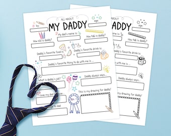 Todo sobre papá, Cuestionario para papá, Idea de regalo de cumpleaños para papá, Tarjeta de recuerdo del Día del Padre, Tarjeta personalizada para papá, Todo sobre papá