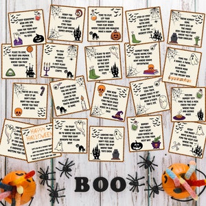 Caça ao tesouro de Halloween para crianças, caça ao tesouro interna, jogos para impressão de Halloween para crianças, pistas de caça ao tesouro, aniversário de Halloween